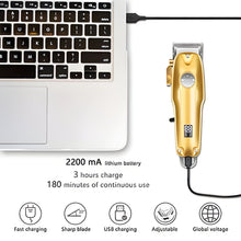 Load image into Gallery viewer, Professional Hair Clippers for men gold Set | Gold Hair Clippers Cordless
