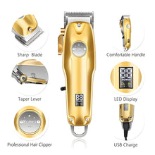 Load image into Gallery viewer, Professional Hair Clippers for men gold Set | Gold Hair Clippers Cordless
