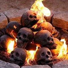 Load image into Gallery viewer, Ceramic Fire Pit Skull with Hollow Eyes for Halloween Bonfires and Campfires
