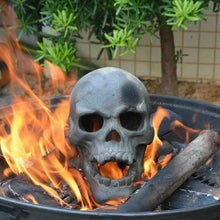 Load image into Gallery viewer, Ceramic Fire Pit Skull with Hollow Eyes for Halloween Bonfires and Campfires
