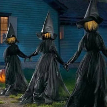 Load image into Gallery viewer, Light Up Witch Trio with Sound Activated Cackles and Ground Stakes for Halloween Yards
