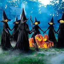 Load image into Gallery viewer, Light Up Witch Trio with Sound Activated Cackles and Ground Stakes for Halloween Yards
