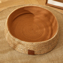 Load image into Gallery viewer, Rattan cat scratching bed, hand-woven from natural materials. Provides a durable surface for feline nail care.
