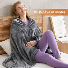 Load image into Gallery viewer, Electric Heated Shawl Blanket with Three Heat Levels and Zipper, Machine Washable
