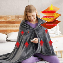 Load image into Gallery viewer, Electric Heated Shawl Blanket with Three Heat Levels and Zipper, Machine Washable
