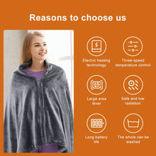 Load image into Gallery viewer, Electric Heated Shawl Blanket with Three Heat Levels and Zipper, Machine Washable
