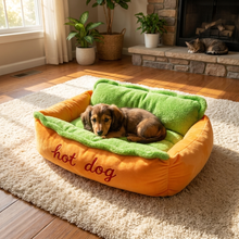 Load image into Gallery viewer, Hot Dog Shaped Dog Bed with Removable Plush Cushion and Anti Slip Base
