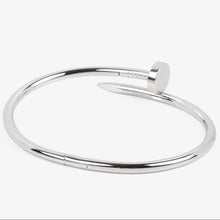Load image into Gallery viewer, Silver Nail-Inspired Cuff Bracelet, Polished Minimalist Design

