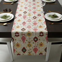 Load image into Gallery viewer, Beige Christmas table runner festive place settings
