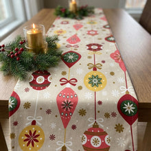 Load image into Gallery viewer, Beige Christmas table runner with candle decor
