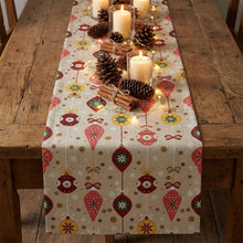 Load image into Gallery viewer, Beige Christmas table runner rustic table with pinecones
