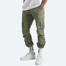 Load image into Gallery viewer, Mens Straight Fit Cargo Pants with Drawstring Waist, Ankle Ties and Multiple Pockets
