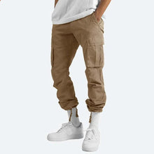 Load image into Gallery viewer, Mens Straight Fit Cargo Pants with Drawstring Waist, Ankle Ties and Multiple Pockets
