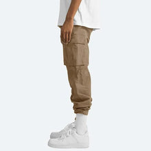 Load image into Gallery viewer, Mens Straight Fit Cargo Pants with Drawstring Waist, Ankle Ties and Multiple Pockets
