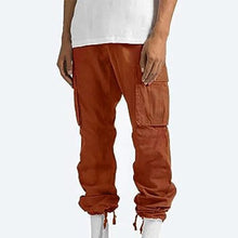 Load image into Gallery viewer, Mens Straight Fit Cargo Pants with Drawstring Waist, Ankle Ties and Multiple Pockets
