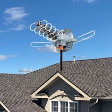 Load image into Gallery viewer, Motorized Outdoor TV Antenna with 360 Degree Rotation Remote and Steel Pole Mount
