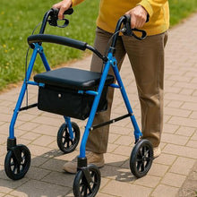 Load image into Gallery viewer, Four Wheel Rollator Walker with Padded Seat and Adjustable Handles

