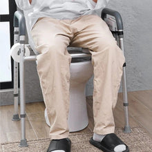 Load image into Gallery viewer, Adjustable Height Raised Toilet Seat Frame with Padded Armrests and Aluminum Body

