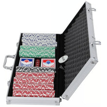 Load image into Gallery viewer, Poker Chip Set of 500 Weighted Chips with Two Card Decks Five Dice and Aluminum Case
