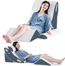 Load image into Gallery viewer, Four Piece Memory Foam Bed Wedge Pillow Set with Hook and Loop Connections and a Washable Plush Cover
