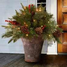 Load image into Gallery viewer, 18-Inch Battery Operated Evergreen Urn Filler with 35 Warm White LED Lights and Auto Timer
