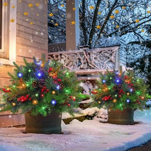 Load image into Gallery viewer, 18-Inch Battery Operated Evergreen Urn Filler with 35 Warm White LED Lights and Auto Timer
