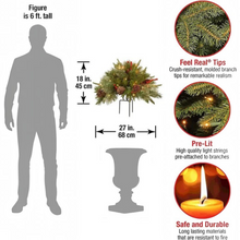 Load image into Gallery viewer, 18-Inch Battery Operated Evergreen Urn Filler with 35 Warm White LED Lights and Auto Timer
