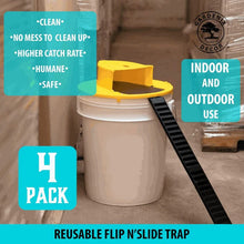 Load image into Gallery viewer, Four Pack of Bucket Lid Mouse Traps with an Auto Reset Flip Lid for a 5 Gallon Bucket
