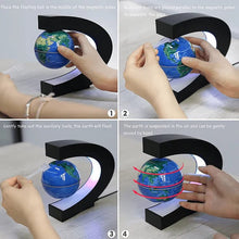 Load image into Gallery viewer, Levitating Globe with C Shaped LED Frame, Rotating Earth and 12V Adapter in Blue, Gold or Black
