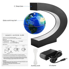 Load image into Gallery viewer, Levitating Globe with C Shaped LED Frame, Rotating Earth and 12V Adapter in Blue, Gold or Black
