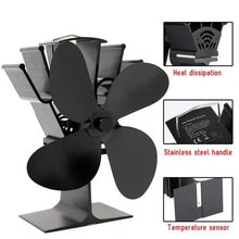 Load image into Gallery viewer, Heat Powered Fireplace Stove Fan with Four Blades and Anodized Aluminum Body

