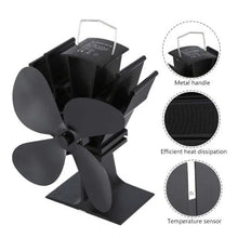 Load image into Gallery viewer, Heat Powered Fireplace Stove Fan with Four Blades and Anodized Aluminum Body
