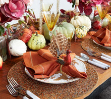 Load image into Gallery viewer, Feather Turkey Napkin Rings with Brown Red and Orange, Set of 4
