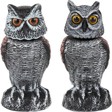 Load image into Gallery viewer, Owl Decoy Set of 2 with 360 Degree Rotating Head and Fillable Base for Garden and Patio
