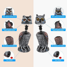 Load image into Gallery viewer, Owl Decoy Set of 2 with 360 Degree Rotating Head and Fillable Base for Garden and Patio
