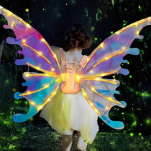 Load image into Gallery viewer, Motorized Fairy Wings with LED Lights and Sound Effects for Kids
