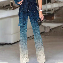 Load image into Gallery viewer, One Shoulder Sequin Disco Jumpsuit with Split Sleeve, Tie Waist and Wide Legs
