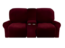 Load image into Gallery viewer, 2 Seat Recliner Cover with Cup Holders Soft Non Slip 12 Colors
