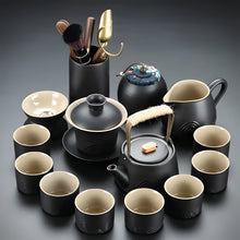 Load image into Gallery viewer, Black Clay Kung Fu Tea Set with Anti-scalding Handle Teapot and Matching Cups for Home Tea Ceremony
