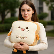 Load image into Gallery viewer, Toast Shaped Hand Warmer Pillow with Dual Hand Pocket and Plush Fabric
