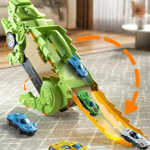 Load image into Gallery viewer, Transforming Dinosaur Truck Toy with Two Race Tracks and Eight Mini Cars in Blue, Red or Green
