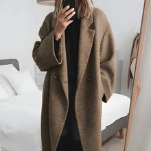 Load image into Gallery viewer, Oversize women's cashmere coat with lapel collar
