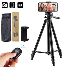 Load image into Gallery viewer, Extendable Camera Tripod 20 to 55 Inches with Phone Holder Remote Shutter and Carry Bag
