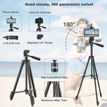Load image into Gallery viewer, Extendable Camera Tripod 20 to 55 Inches with Phone Holder Remote Shutter and Carry Bag

