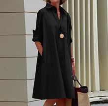 Load image into Gallery viewer, Polo Dress with Elbow Length Sleeves and Button Placket, Relaxed Fit
