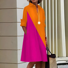 Load image into Gallery viewer, Polo Dress with Elbow Length Sleeves and Button Placket, Relaxed Fit
