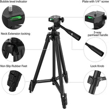 Load image into Gallery viewer, Extendable Camera Tripod 20 to 55 Inches with Phone Holder Remote Shutter and Carry Bag
