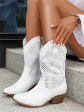 Load image into Gallery viewer, Mid Calf Western Boots with Side Zipper and Closed Toe for Everyday Walking
