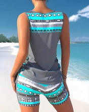 Load image into Gallery viewer, Tankini Set | Summery tankini set with geometric V-neck
