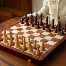 Load image into Gallery viewer, Wooden Chess Set with 34 Pieces and Fixed Board, Brown Finish
